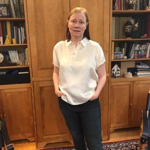 Express Silk satin Ivory polo shirt